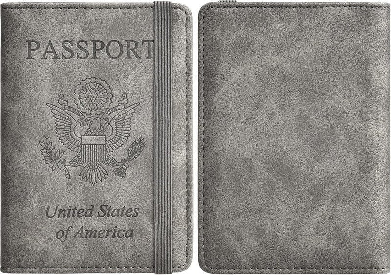 HerriaT Passport and Vaccine Card Holder Combo,Cover Case with CDC Vaccination Card Slot, Leather Travel Documents Organizer Protector, with RFID Blocking, for Women and Men - Image 2